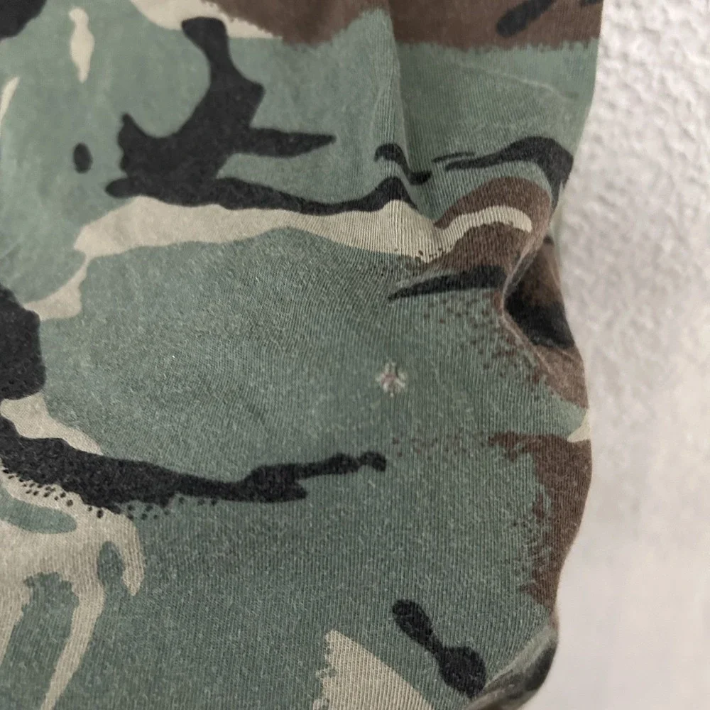 Adidas Shirt Mens Large Green Camo Sleeve Crew Neck Graphic Cotton Tee Adult